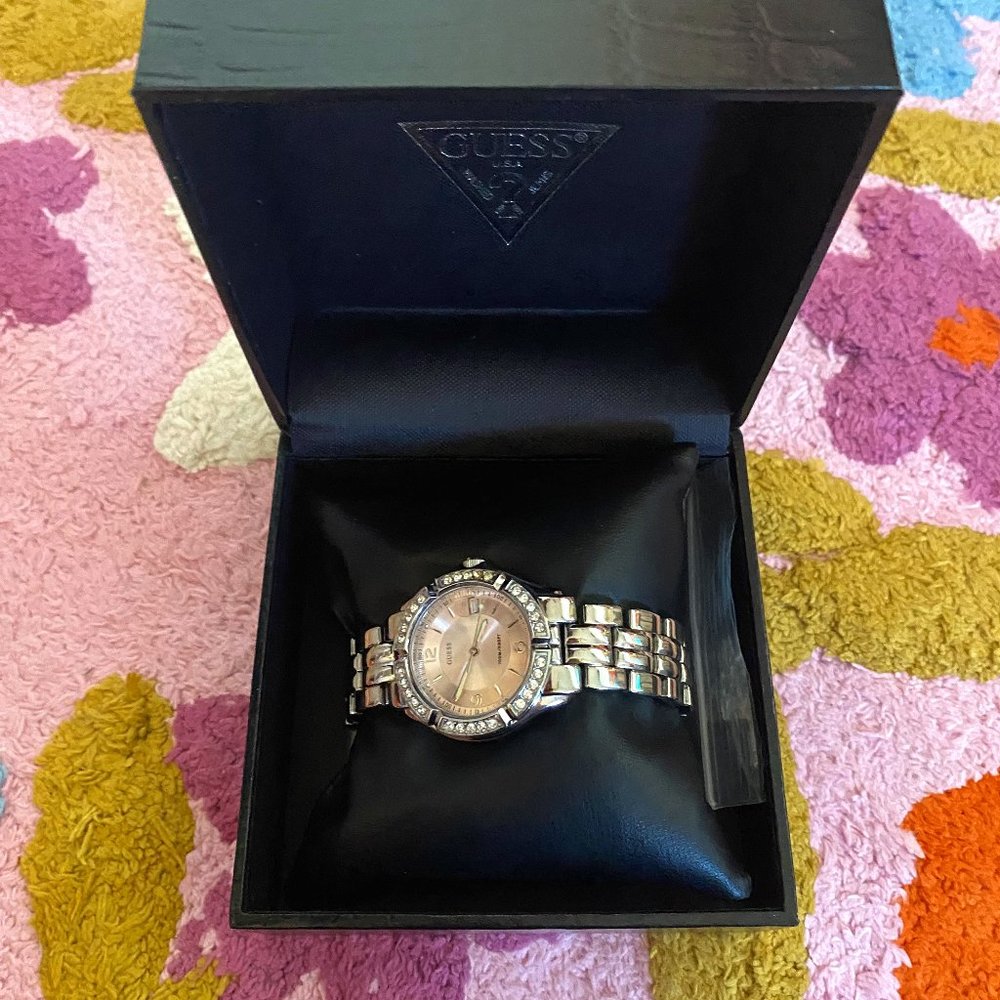 Guess Silver Crystal Watch